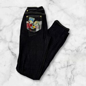 COOGI Low Rise Bootcut Jeans Dark Wash Studded Embroidered Hip Hop W 7/8 x 32